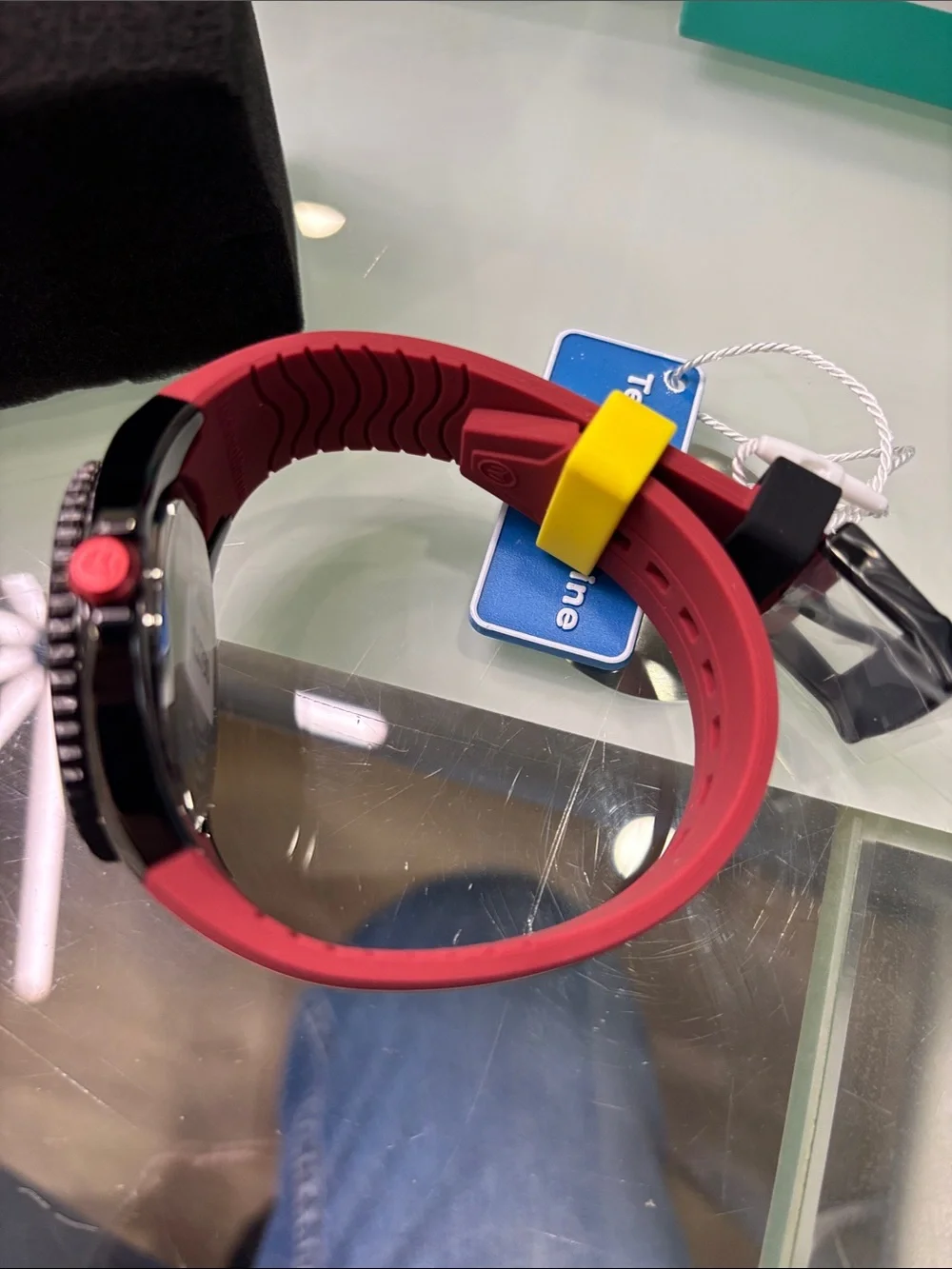 TechnoMarine Red and Black Sport Diver Watch with Yellow Accents